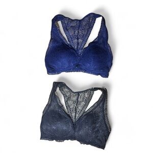 Victoria's Secret Bundle of 2 Lace Padded Bralettes Blue & Black XS S